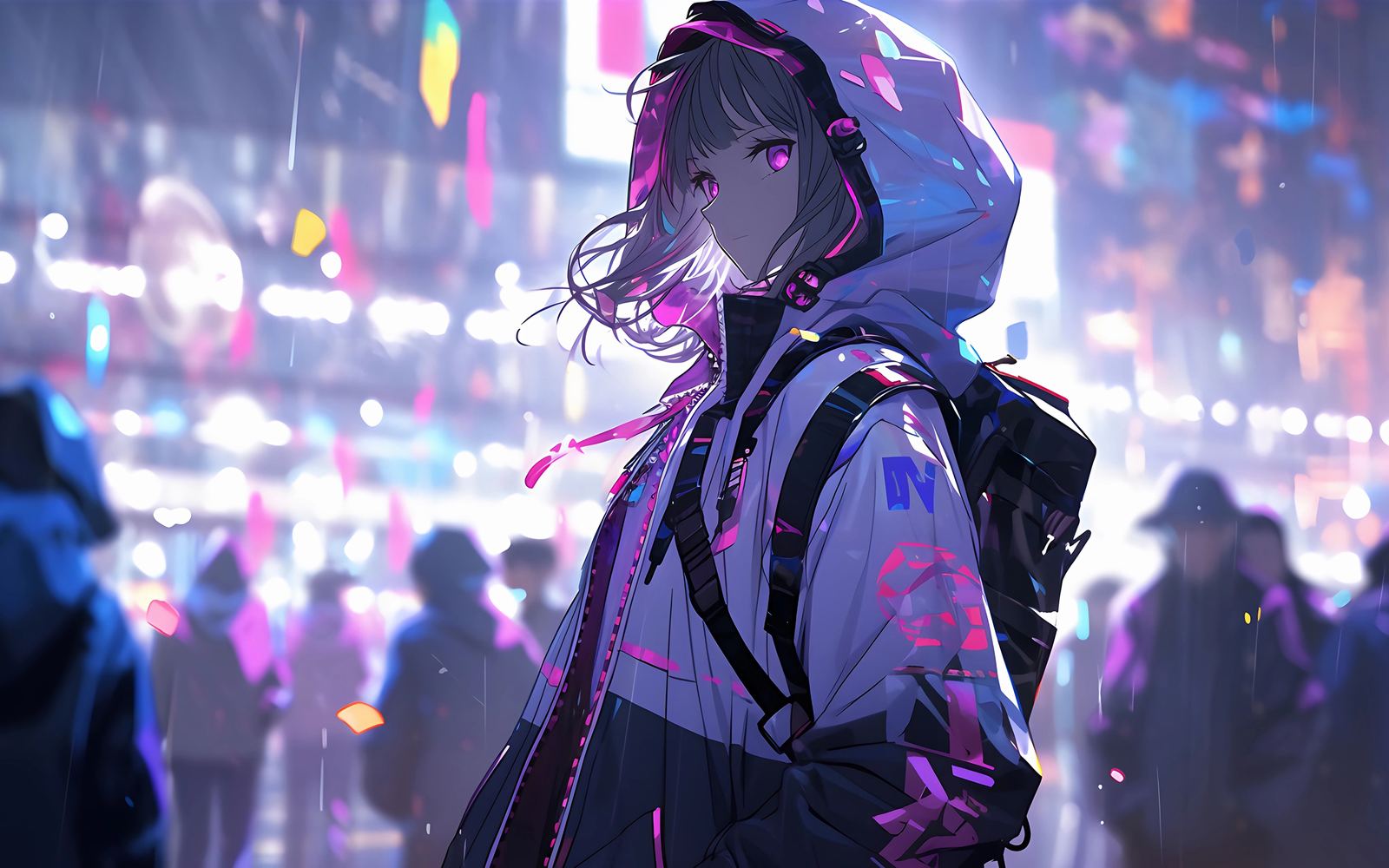 雨夜霓虹赛博朋克女孩
